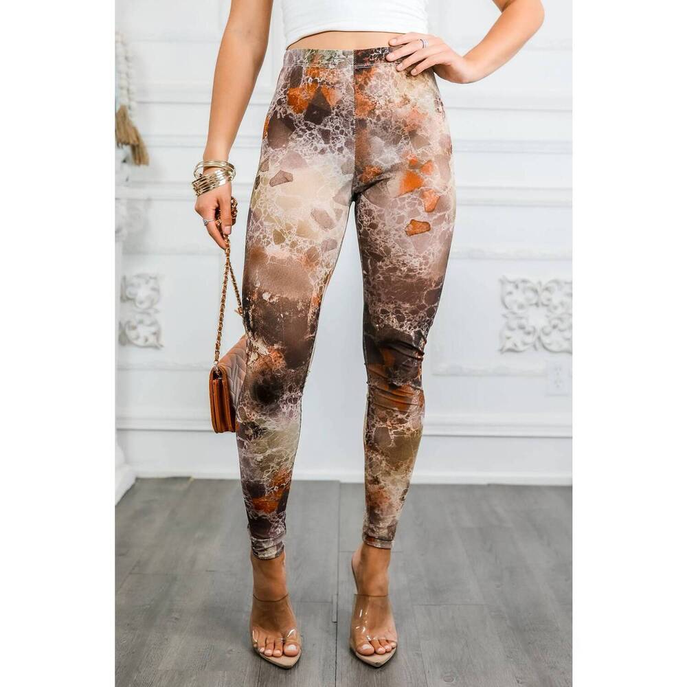 NEW SURELYMINE high waisted sheer stretch pant in brown